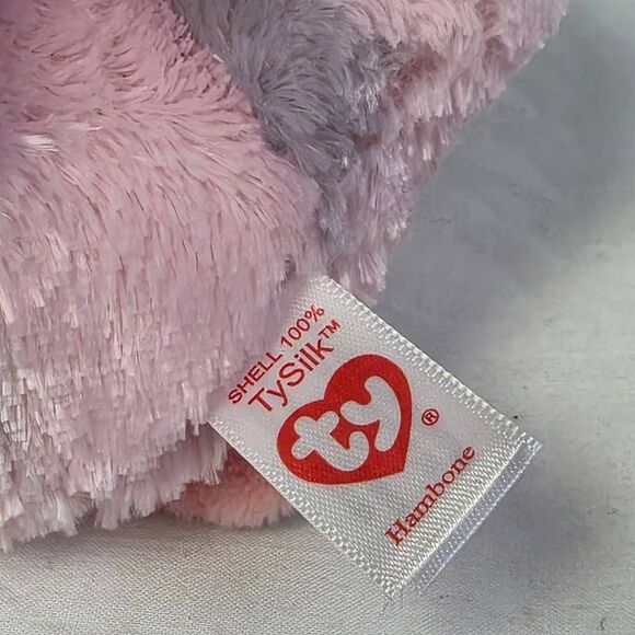 TY Beanie Boo Hambone Pig Plush Pink Gray Glitter Eyes - Picture 5 of 6